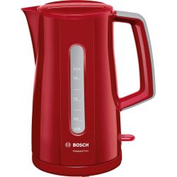 Bouilloire électrique Bosch TWK3A014 CompactClass 2400W rouge avec filtre amovible et socle 360 degrés