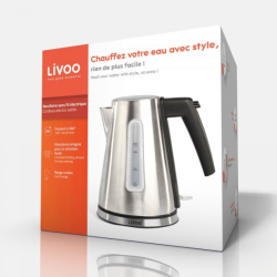 Livoo Bouilloire électrique sans fil inox 1,7L emballage LIVOO DOD161 garantie 2 ans