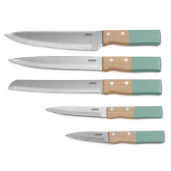 Livoo Set de 5 couteaux avec couteau chef, couteau à pain, couteau de cuisine, couteau tranchelard,
et un couteau office