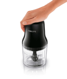 Philips Hachoir Daily noir 450W avec bol en plastique facile avec simple pression sur le couvercle